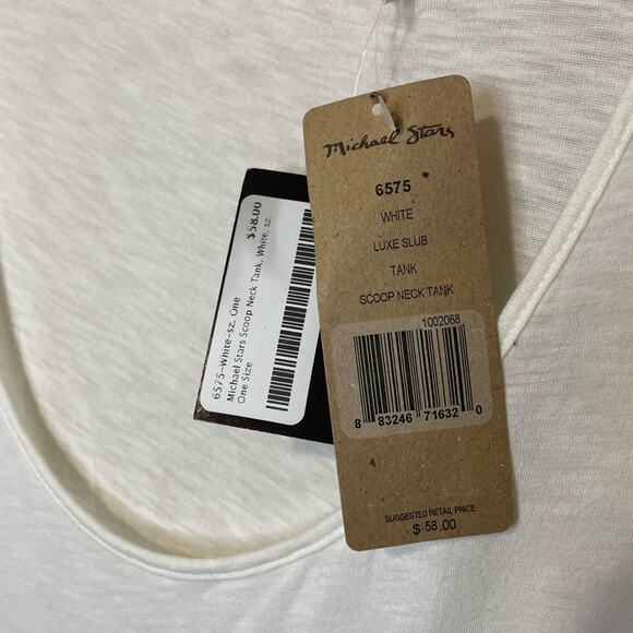 NWT Michael Stars White Relaxed Fit Scoop Neck Tank Top Minimalist Boho One Size - Picture 4 of 11